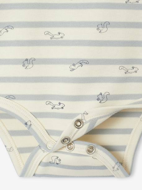 Lot de 2 bodies naissance en interlock 1 rayé + 1 uni beige 6 - vertbaudet enfant 
