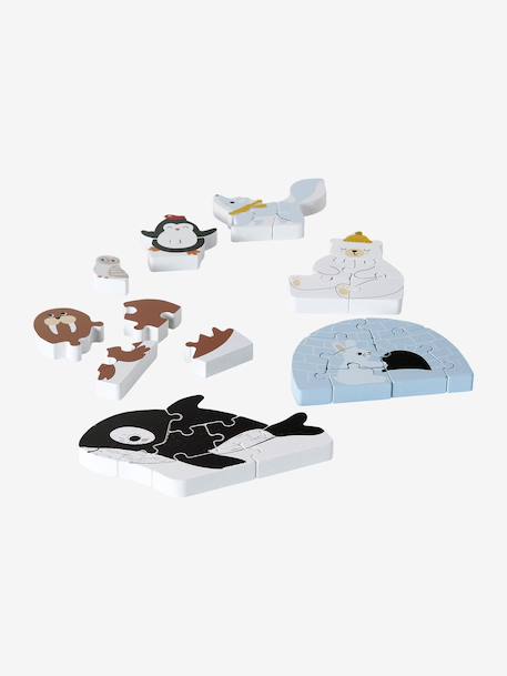 Puzzles évolutifs 3D Banquise en bois FSC® blanc 4 - vertbaudet enfant 