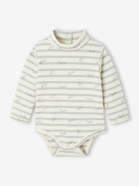 Lot de 2 bodies naissance en interlock 1 rayé + 1 uni beige 2 - vertbaudet enfant 