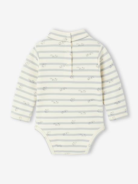 Lot de 2 bodies naissance en interlock 1 rayé + 1 uni beige 4 - vertbaudet enfant 