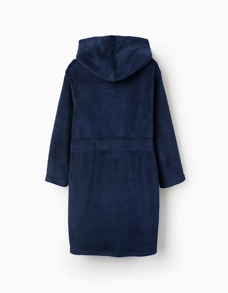 Peignoir en coraline avec capuche et ceinture Bleu foncé 2 - vertbaudet enfant 