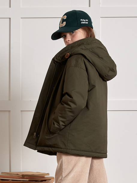 Parka courte fille doublée léopard vert 4 - vertbaudet enfant 