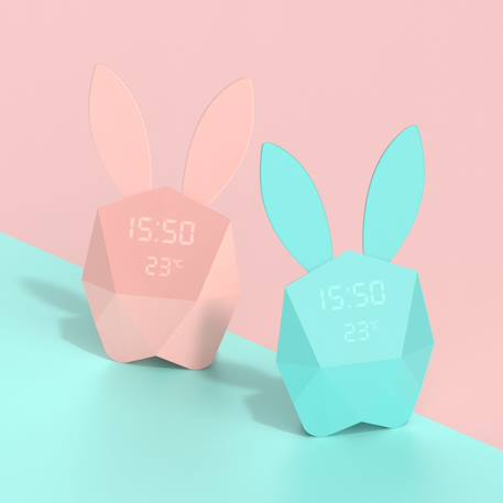 Réveil & Veilleuse Cutie Clock - aimanté, nomade Turquoise - MOB Bleu+Rose 6 - vertbaudet enfant 
