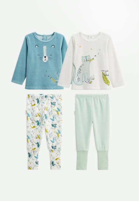 Lot de 2 pyjamas enfant 2 pièces en velours avec pieds retroussables oscar Bleu 1 - vertbaudet enfant 