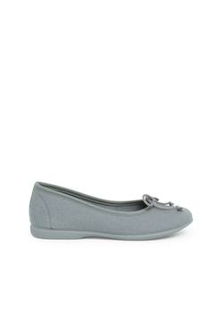 Chaussures-Chaussures bébé 17-26-Ballerines pour fille  en toile avec ruban