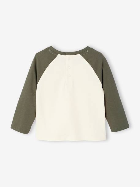 T-shirt bébé manches longues avec imprimé placé devant kaki+marine 4 - vertbaudet enfant 