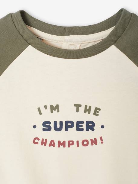 T-shirt bébé manches longues avec imprimé placé devant kaki+marine 2 - vertbaudet enfant 