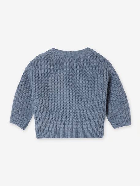 Gilet bébé col V en maille grosse jauge bleu grisé+gris ardoise 2 - vertbaudet enfant 