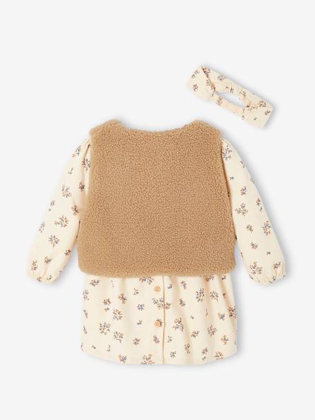 Ensemble robe gilet bandeau bébé fille vanille+vieux rose 7 - vertbaudet enfant 