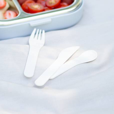 Set de couverts plastique végétal pocket color Bleu infinity+Natural cream+Rose blush+Vert forest 8 - vertbaudet enfant 