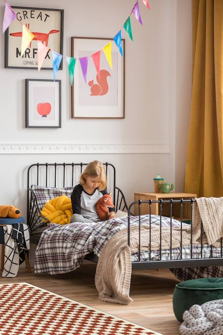 Tapis damier poils longs doux et volumineux checkers Beige sable+Bleu naturel+Gris minéral+Jaune naturel+Rose poudrée+Terracotta+Vert naturel 32 - vertbaudet enfant 
