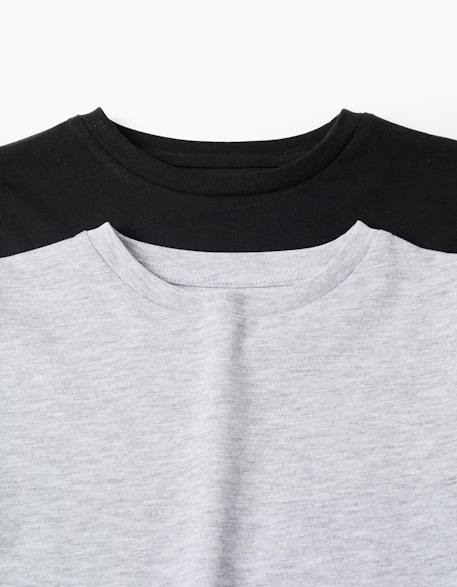 Lot de 2 t-shirts en coton à manches longues Blanc+Bleu foncé+Noir+Rouge 11 - vertbaudet enfant 