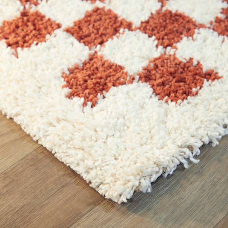 Tapis damier poils longs doux et volumineux checkers Beige sable+Bleu naturel+Gris minéral+Jaune naturel+Rose poudrée+Terracotta+Vert naturel 35 - vertbaudet enfant 