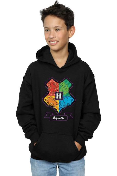 Sweat à capuche coton harry potter Gris chiné+Noir 7 - vertbaudet enfant 