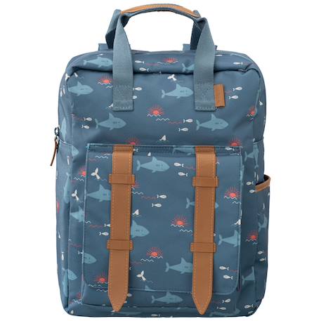 Sac à dos enfant large shark Bleu, orange, blanc 1 - vertbaudet enfant 