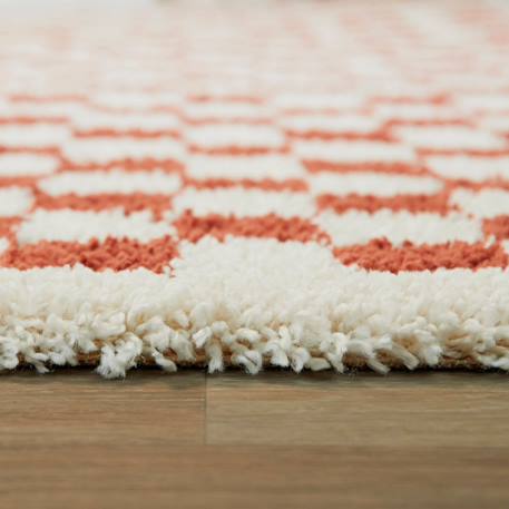 Tapis damier poils longs doux et volumineux checkers Beige sable+Bleu naturel+Gris minéral+Jaune naturel+Rose poudrée+Terracotta+Vert naturel 34 - vertbaudet enfant 