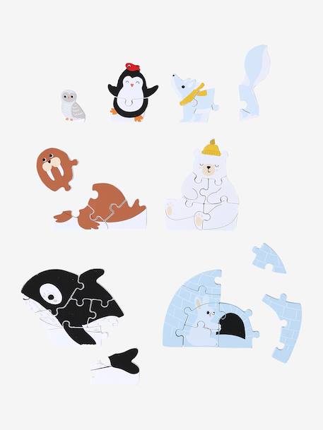 Puzzles évolutifs 3D Banquise en bois FSC® blanc 2 - vertbaudet enfant 