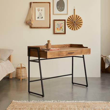 Bureau enfant en bois de manguier massif et métal 114 hedda Marron 1 - vertbaudet enfant 