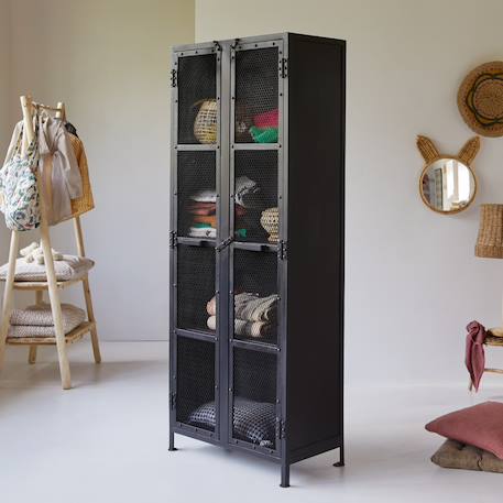 Armoire enfant en métal noir 175 cleo Noir 3 - vertbaudet enfant 