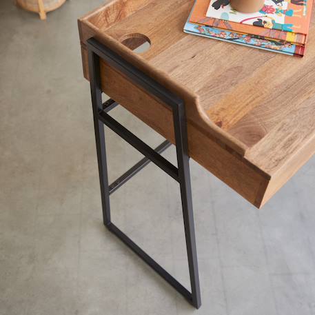 Bureau enfant en bois de manguier massif et métal 114 hedda Marron 5 - vertbaudet enfant 