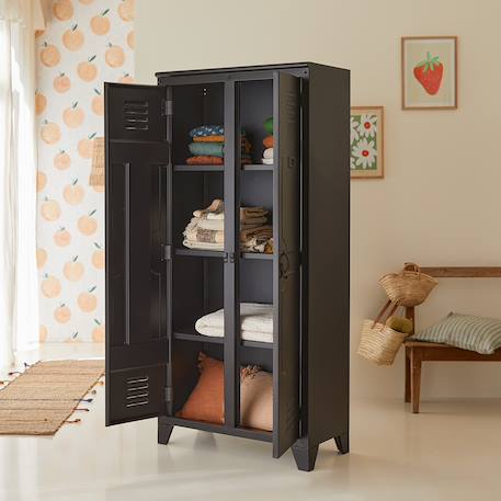 Armoire industriel enfant en métal 180 cm Noir 2 - vertbaudet enfant 