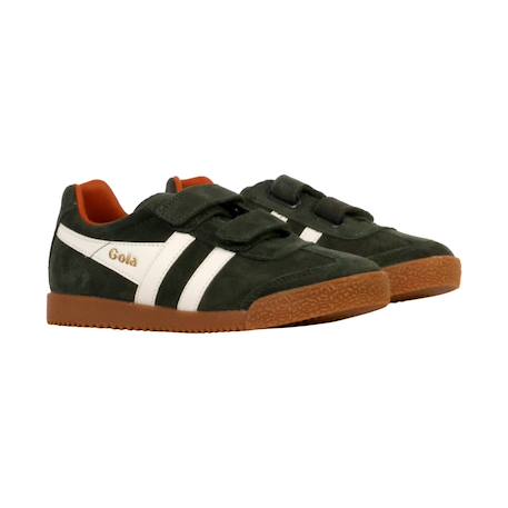 Baskets basses  à scratch Kaki sombre  blanc cassé orange 3 - vertbaudet enfant 