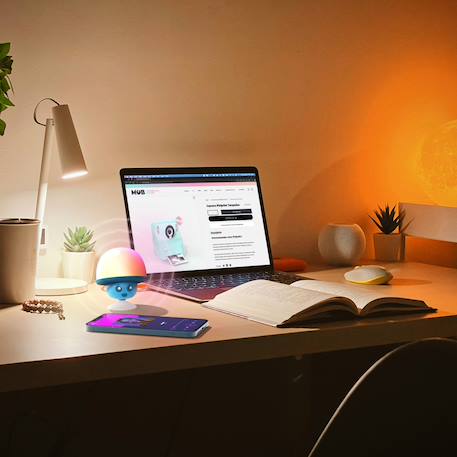 Mini enceinte champignon avec lumières led & ventouse BLeu+Rose+Vert 3 - vertbaudet enfant 