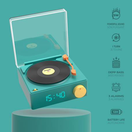 Enceinte bluetooth rétro avec réveil intégré MULTICOLORE 5 - vertbaudet enfant 