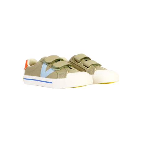 Baskets basses  à scratch Beige+Kaki 9 - vertbaudet enfant 