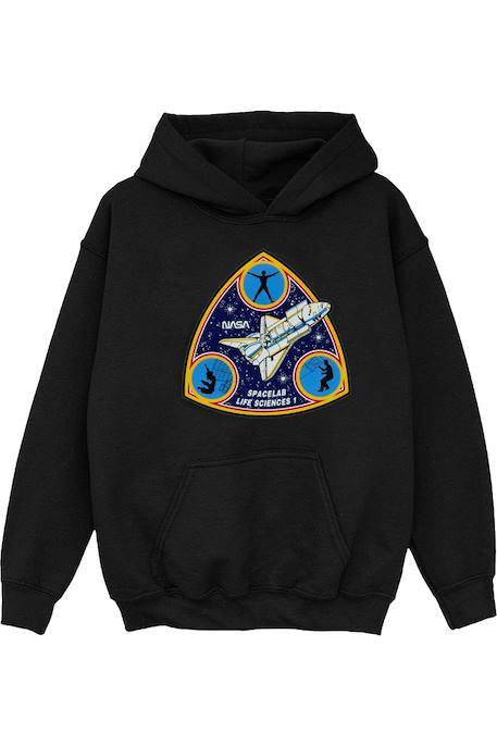 Sweat à capuche coton nasa spacelab life science Gris chiné+Noir 7 - vertbaudet enfant 