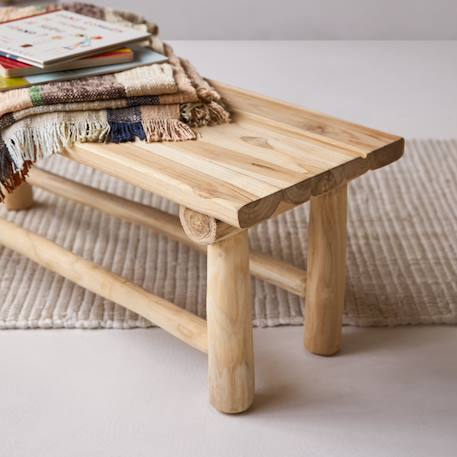 Banc déco enfant en bois de teck 80 kilim Naturel 6 - vertbaudet enfant 