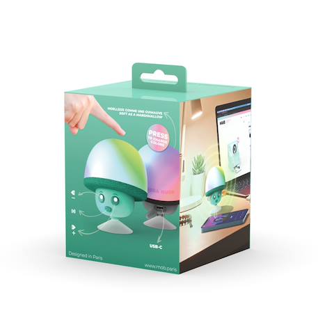 Mini enceinte champignon avec lumières led & ventouse BLeu+Rose+Vert 16 - vertbaudet enfant 