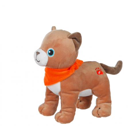 Peluche - peluche chien fun kitties sonore, marron clair foulard orange - 17 cm Orange 3 - vertbaudet enfant 