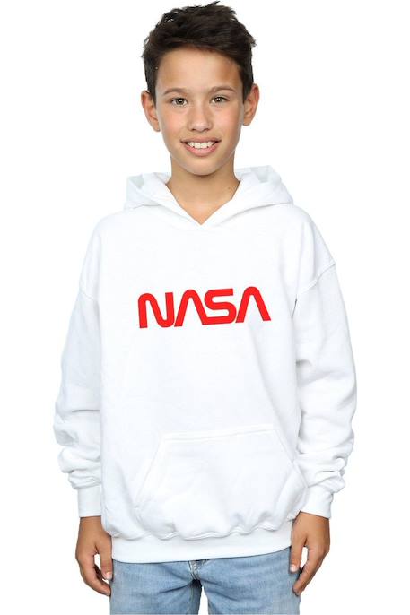 Sweat à capuche coton nasa Blanc+Noir 4 - vertbaudet enfant 