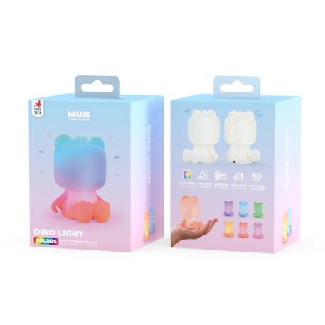 Veilleuse Dino Light Multi couleur - Veilleuse Led rechargeable usb-c - MOB Rose et orange 6 - vertbaudet enfant 