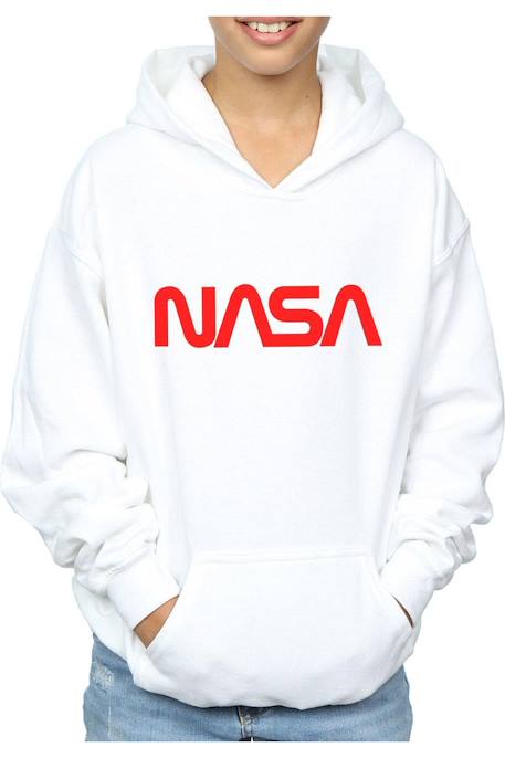 Sweat à capuche coton nasa Blanc+Noir 1 - vertbaudet enfant 
