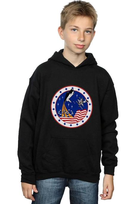 Sweat à capuche rocket coton nasa 76 Gris chiné+Noir 9 - vertbaudet enfant 