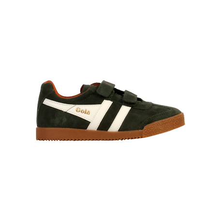 Baskets basses  à scratch Kaki sombre  blanc cassé orange 1 - vertbaudet enfant 