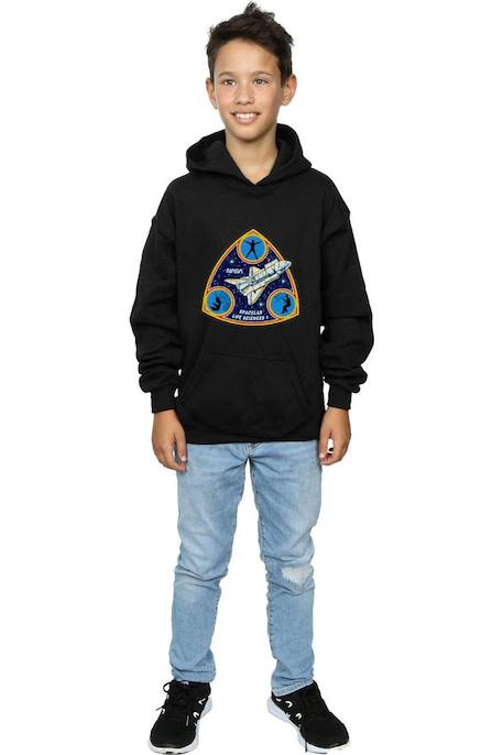 Sweat à capuche coton nasa spacelab life science Gris chiné+Noir 11 - vertbaudet enfant 