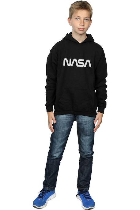 Sweat à capuche coton nasa Blanc+Noir 11 - vertbaudet enfant 