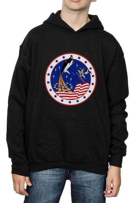 Sweat à capuche rocket coton nasa 76 Gris chiné+Noir 10 - vertbaudet enfant 