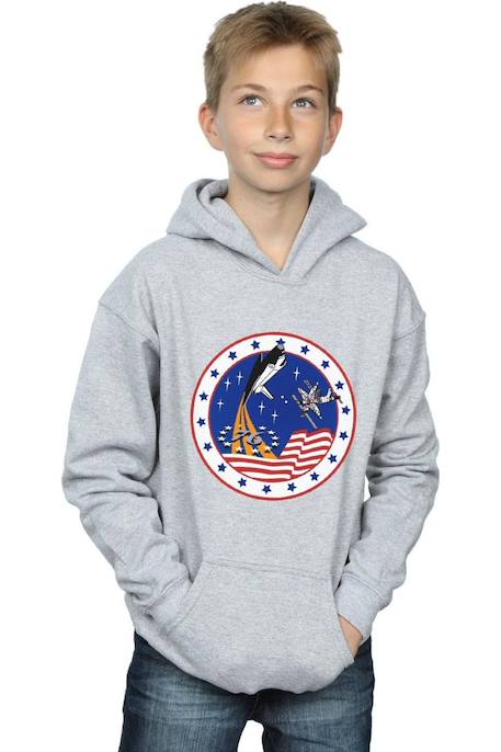 Sweat à capuche rocket coton nasa 76 Gris chiné+Noir 3 - vertbaudet enfant 