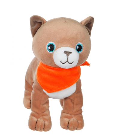 Peluche - peluche chien fun kitties sonore, marron clair foulard orange - 17 cm Orange 2 - vertbaudet enfant 