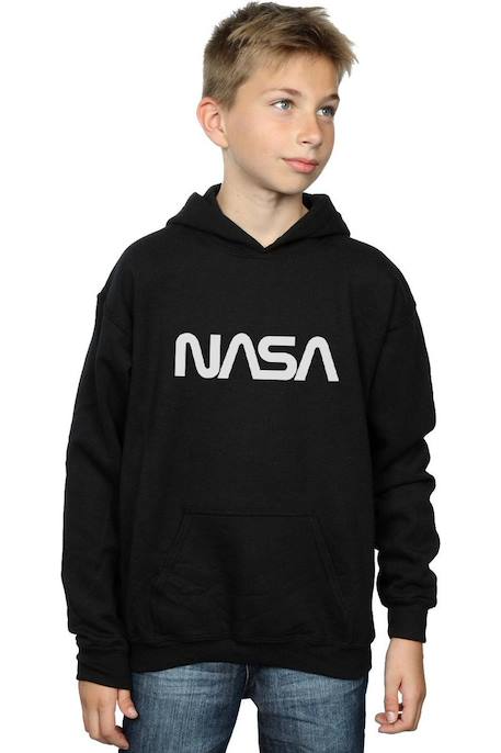 Sweat à capuche coton nasa Blanc+Noir 9 - vertbaudet enfant 