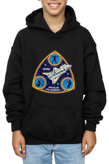Sweat à capuche coton nasa spacelab life science Gris chiné+Noir 10 - vertbaudet enfant 