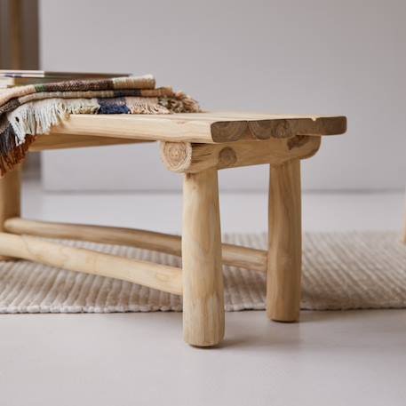 Banc déco enfant en bois de teck 80 kilim Naturel 3 - vertbaudet enfant 