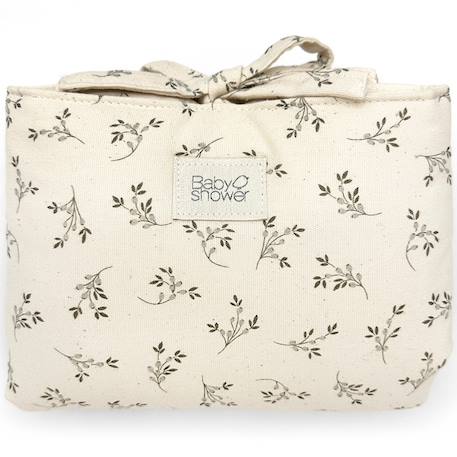 Tapis à langer audrey olive bloom canvas Ecru, vert 1 - vertbaudet enfant 