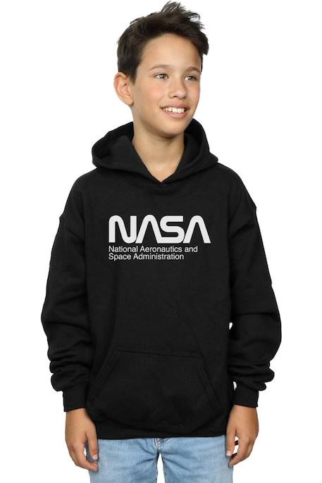 Sweat à capuche coton nasa aeronautics and space Noir 3 - vertbaudet enfant 
