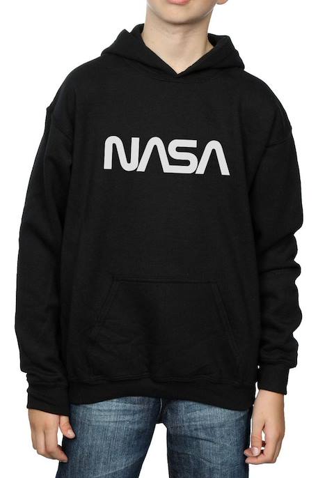Sweat à capuche coton nasa Blanc+Noir 10 - vertbaudet enfant 