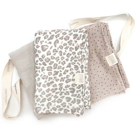 Lot de 3 langes soft print (70 x 70 cm) Blanc, gris, rose 2 - vertbaudet enfant 